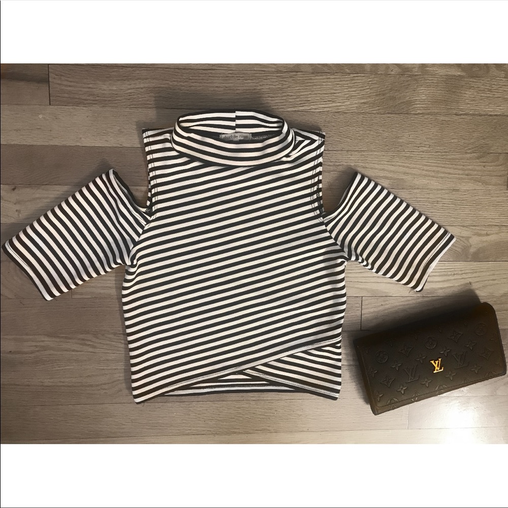 Striped high neck top